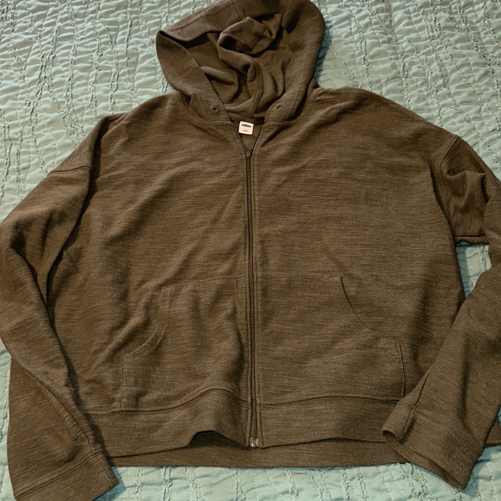 Army green zip up hoodie sz L OLD NAVY